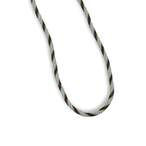 Halskette aus Glasperlen, #22 Weiß Blau Gold mit hellblauen Punkten