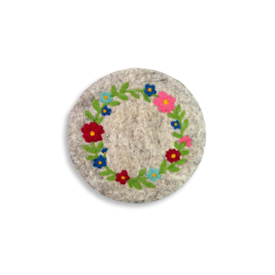 Untersetzer Blumenkranz, hellgrau  (Ø ca. 21 cm)