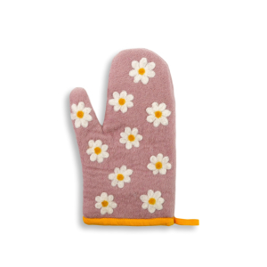 Topfhandschuh aus Filz Blumen, helles Rosa (rechte Hand)