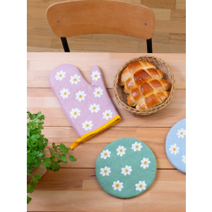 Topfhandschuh aus Filz Blumen, helles Rosa (rechte Hand)