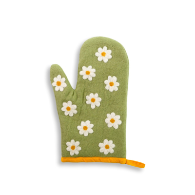 Topfhandschuh aus Filz Blumen, Pistaziengrün (rechte Hand)