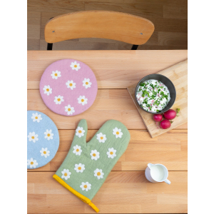 Topfhandschuh aus Filz Blumen, Pistaziengrün (rechte Hand)