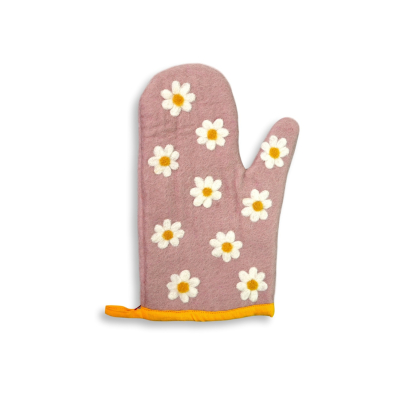 Topfhandschuh aus Filz Blumen, helles Rosa (linke Hand)