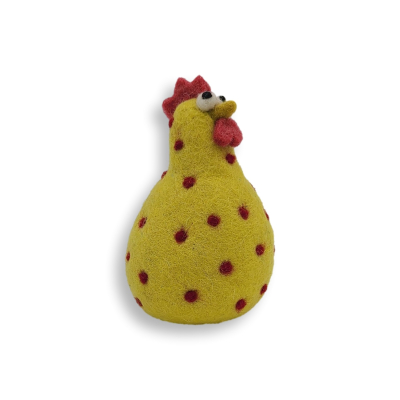 Filz Deko: Huhn mit Punkten, Gelb