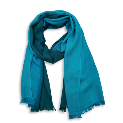 Seiden-Schal mit farbigem Verlauf, Petrol