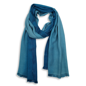Seiden-Schal mit farbigem Verlauf, Türkis