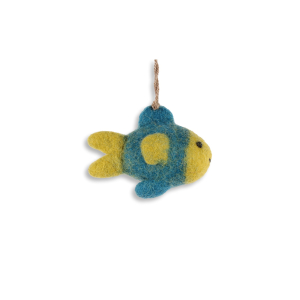 Filz Deko: Fisch, blau/gelb