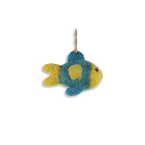 Filz Deko: Hänger Fisch, blau/gelb