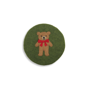 Untersetzer Bär mit Schal, Khaki