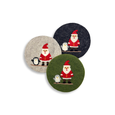 Untersetzer Nikolaus & Pinguin, verschiedene Farben