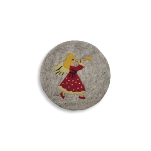 Coaster Angel with Trombone, Light Gray