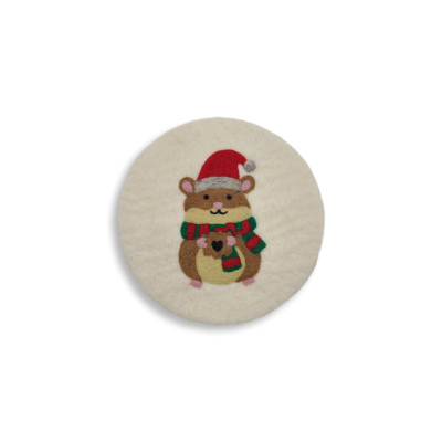 Untersetzer Weihnachtshamster, Naturweiß