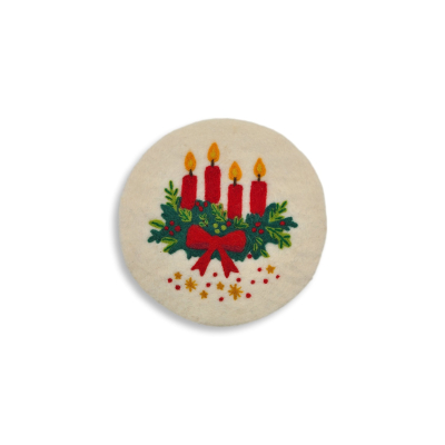Untersetzer Adventskranz, Naturweiß