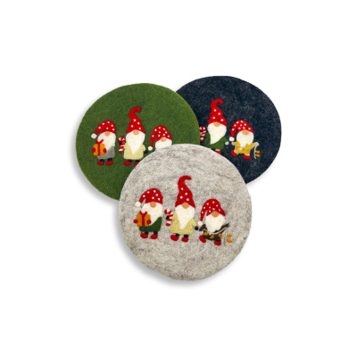 Untersetzer 3 Weihnachtswichtel, verschiedene Farben
