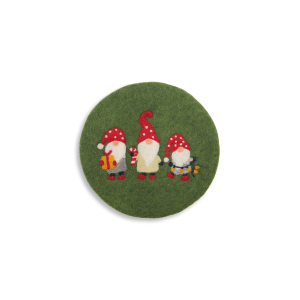 Untersetzer 3 Weihnachtswichtel, Khaki