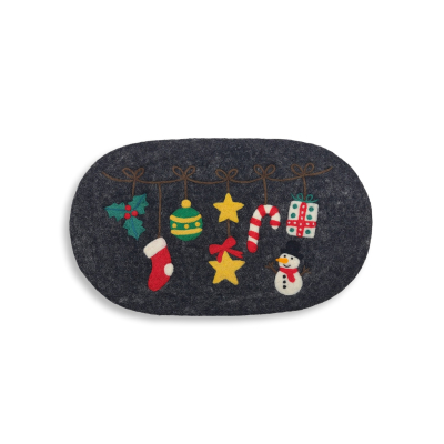 Ovaler Untersetzer Weihnachtsgirlande, Anthrazit
