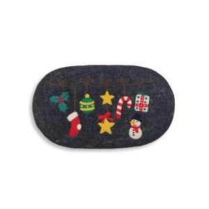 Ovaler Untersetzer Weihnachtsgirlande, Anthrazit