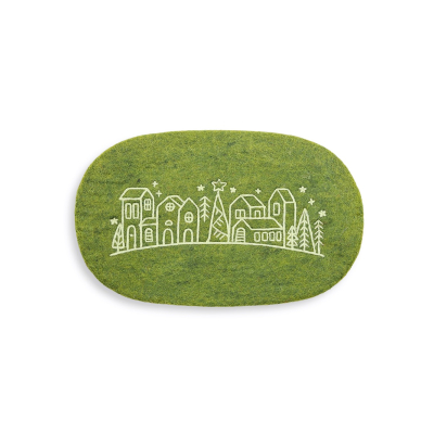 Oval coaster Winter village, khaki