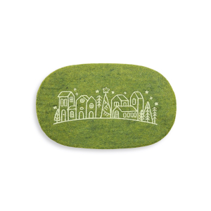 Oval coaster Winter village, khaki