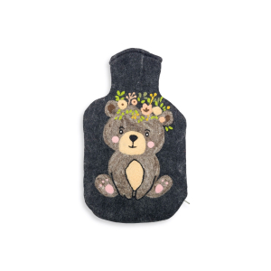 Wärmflaschenhülle Teddy mit Blumen, anthrazit...