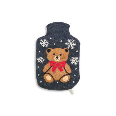 Wärmflaschenhülle WinterTeddy, anthrazit (0,8l)