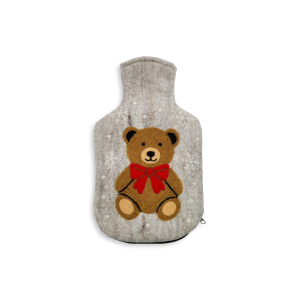 Cover hot water bottle  WinterTeddy, light gray (2.0 l)