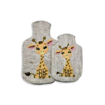 Wärmflaschenüberzug mit Innenfutter: Giraffe, hellgrau (verschiedene Größen)