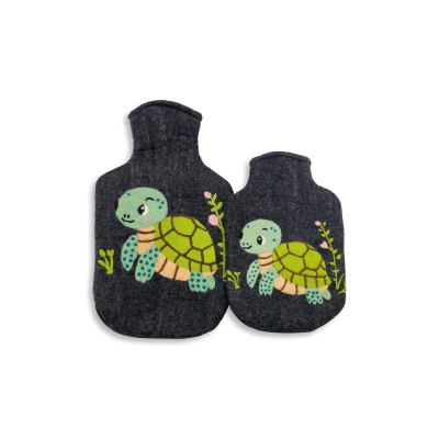 Wärmflaschenüberzug mit Innenfutter: Schildkröte, anthrazit (verschiedene Größen)