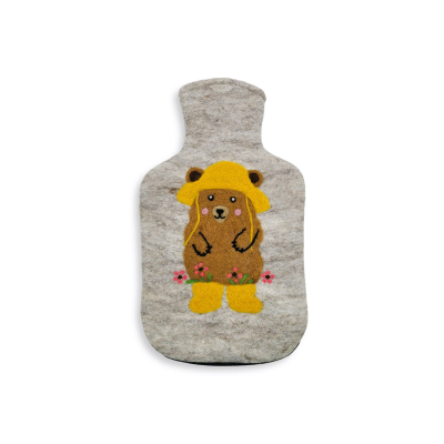 Wärmflaschenhülle Garten-Bär, hellgrau (2,0l)