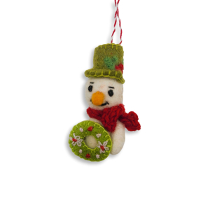 Filz Deko: Schneemann mit grünem Hut