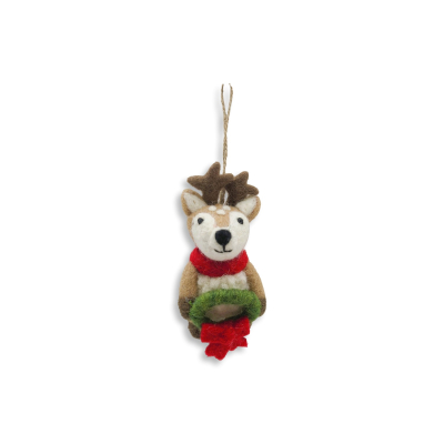 Filz Deko: Hirsch mit Kranz