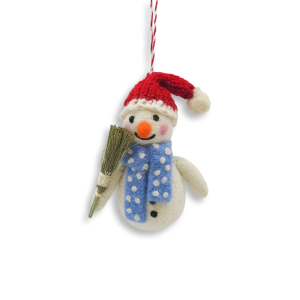 Filz Deko: Schneemann mit Besen