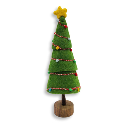 Geschmückter Weihnachtsbaum (mit Holzfuß)