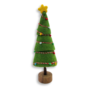 Geschmückter Weihnachtsbaum (mit Holzfuß)