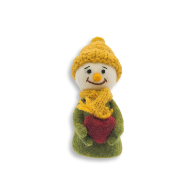 Eierwärmer Schneemann mit Herz, gelb