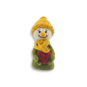 Eierwärmer Schneemann mit Herz, gelb