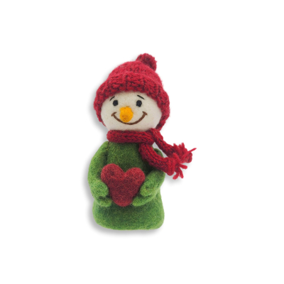 Eierwärmer Schneemann mit Herz, rot