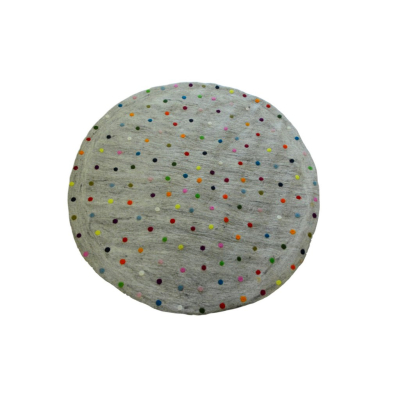 "Spotty" - Teppich mit bunten Farbtupfen Hellgrau Natur 140 cm