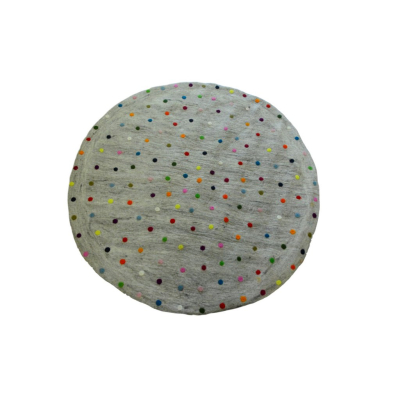"Spotty" - Teppich mit bunten Farbtupfen Hellgrau Natur 90 cm