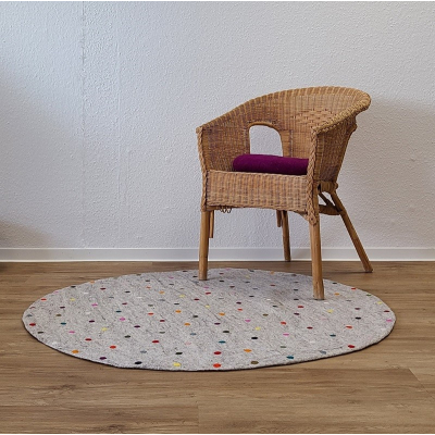 "Spotty" - Teppich mit bunten Farbtupfen Hellgrau Natur 120 cm