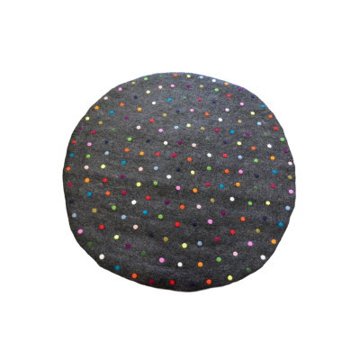 "Spotty" - Teppich mit bunten Farbtupfen Dunkelgrau Natur 90 cm