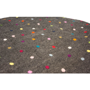 "Spotty" - Teppich mit bunten Farbtupfen Dunkelgrau Natur 90 cm