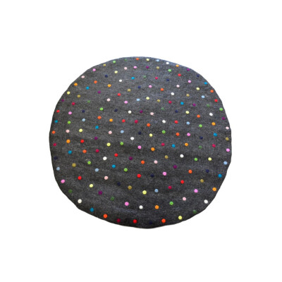 "Spotty" - Teppich mit bunten Farbtupfen Dunkelgrau Natur 140